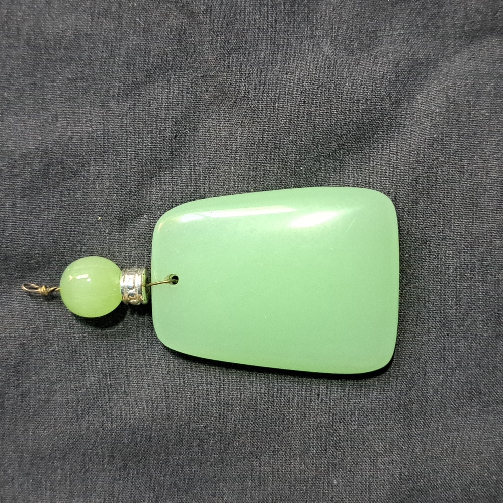 Faux Jade Bead & Wire Pendant